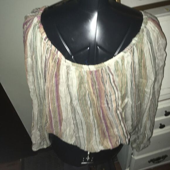 Free People One billowy striped boho crochet front XS/S crop top - Picture 2 of 3